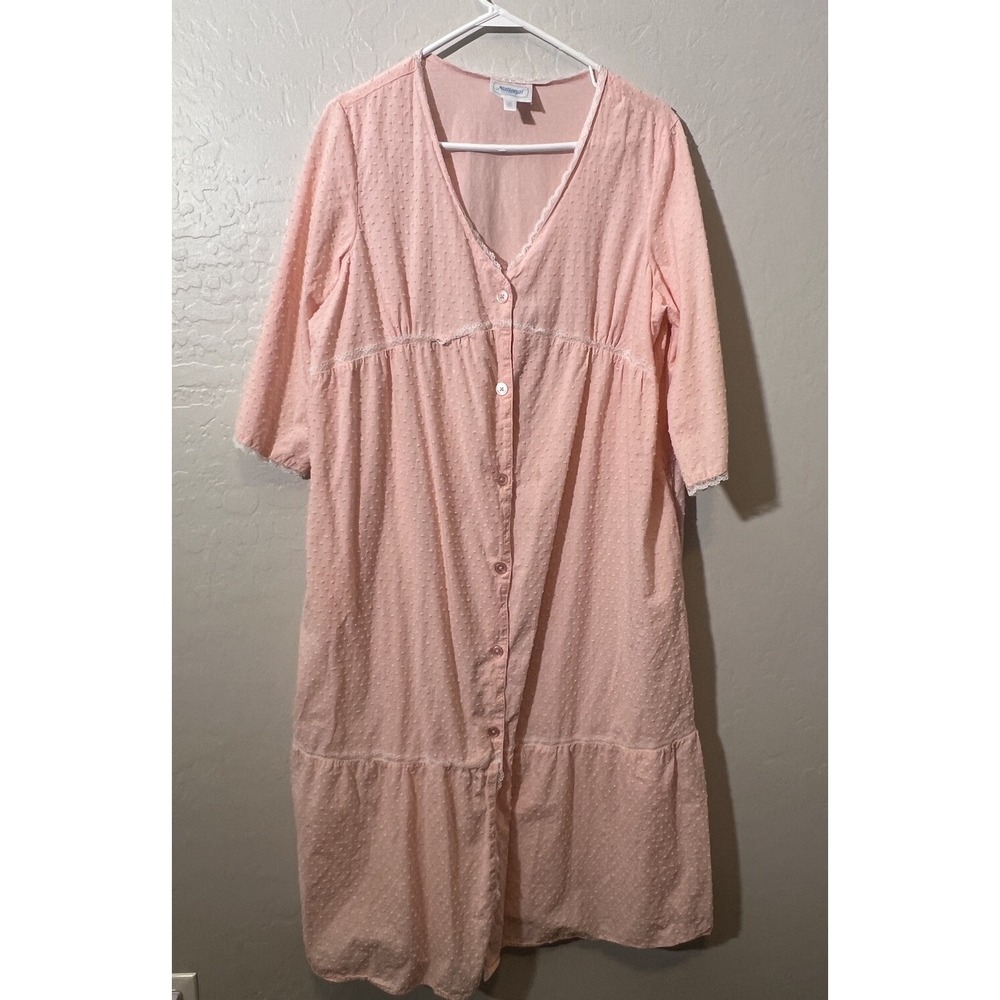 Light Pink Button-Front Women's Sleep Robe